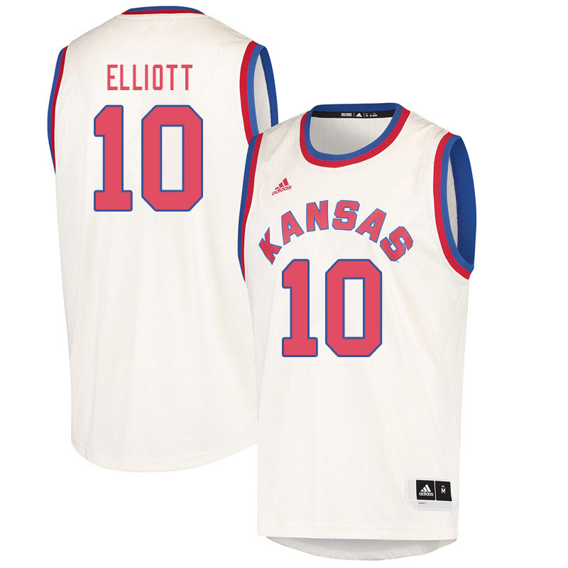 Men #10 Elijah Elliott Kansas Jayhawks College Basketball Jerseys Sale-Cream